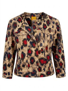 Cotton blend jacket, Ruby Rd. animal print embellished jacket, Size 14